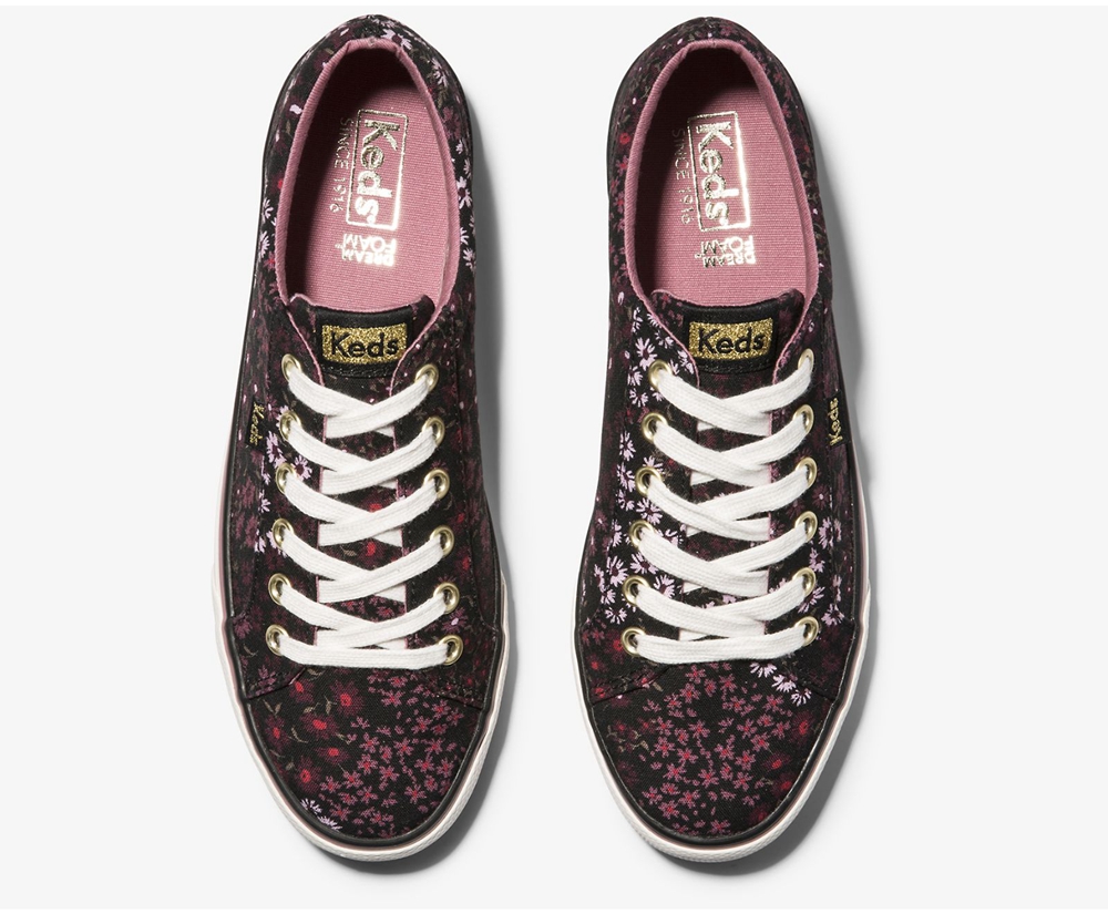 Πανινα Παπουτσια Γυναικεια - Keds Jump Kick Floral - Μαυρα - AVGBP0827